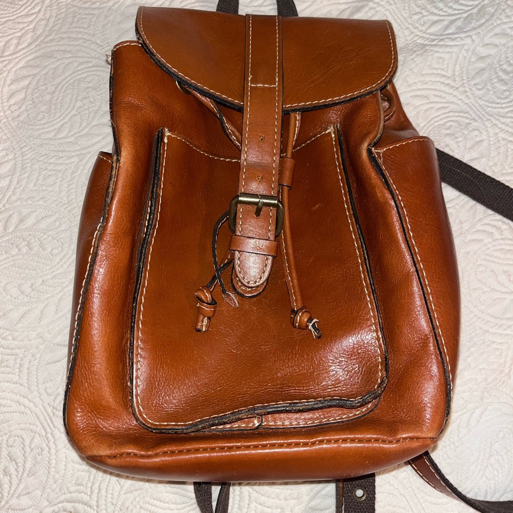 Brown Genuine Leather Backpack